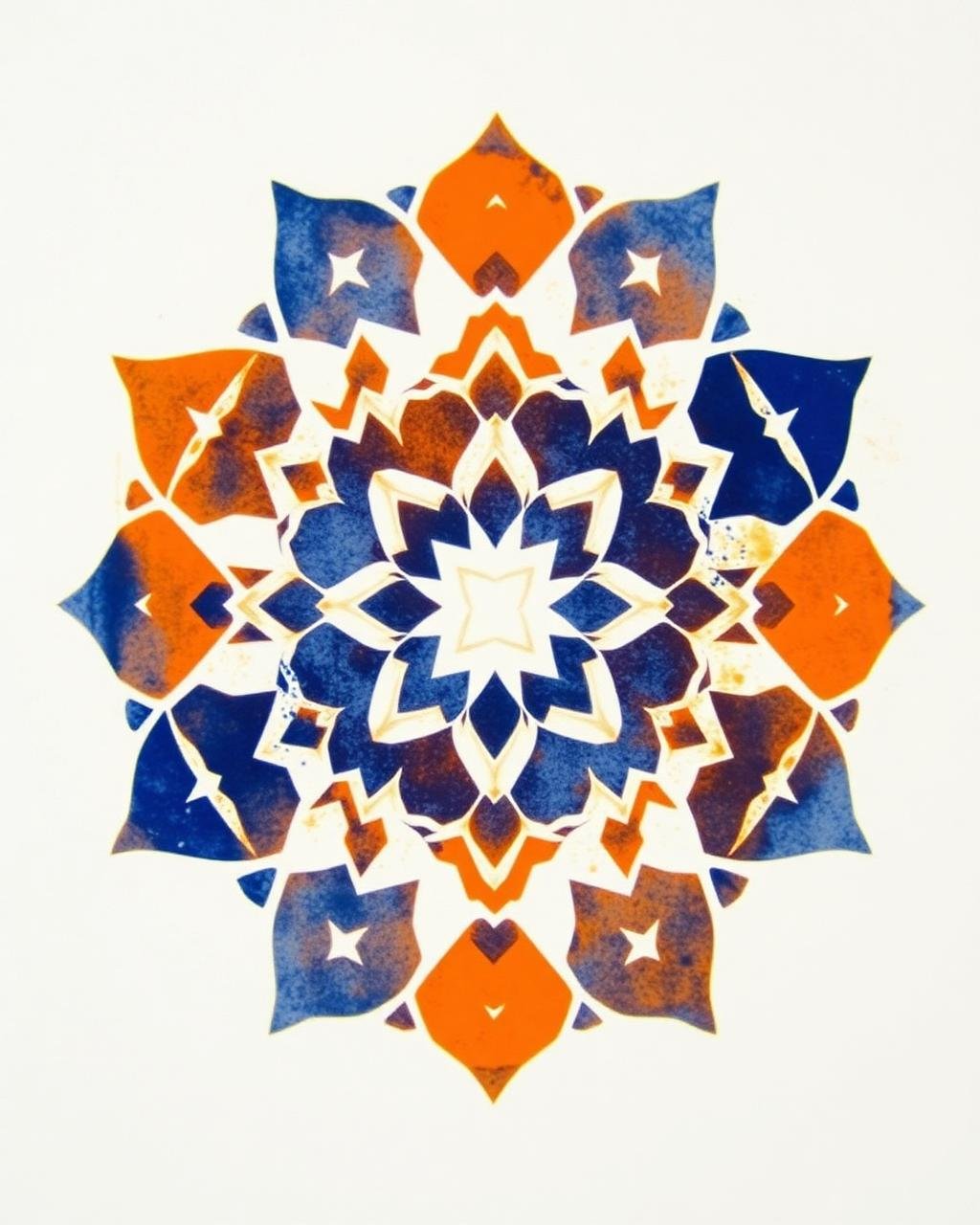 Monoprint of an Islamic geometric pattern by Laiba Khursheed